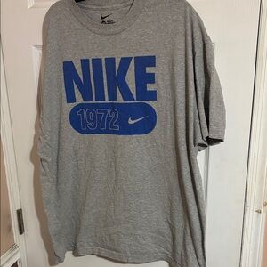 Nike Gray Short-Sleeve Tee with Blue Graphic